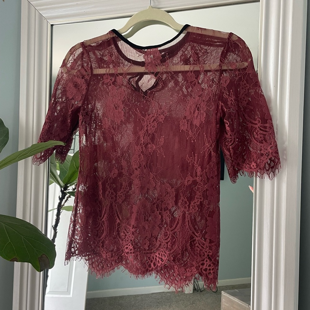 Elegant Burgundy Lace Top